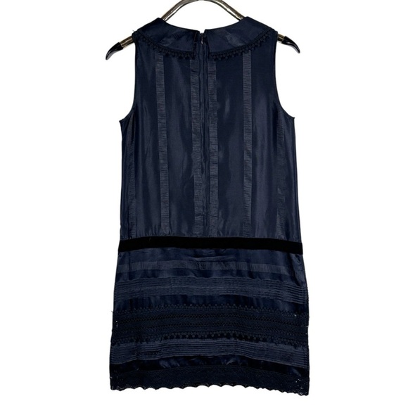 ANNA SUI x TARGET DROP WAIST INKY BLUE BLACK COQUETTE VELVET LACE SHIFT DRESS - Picture 4 of 14